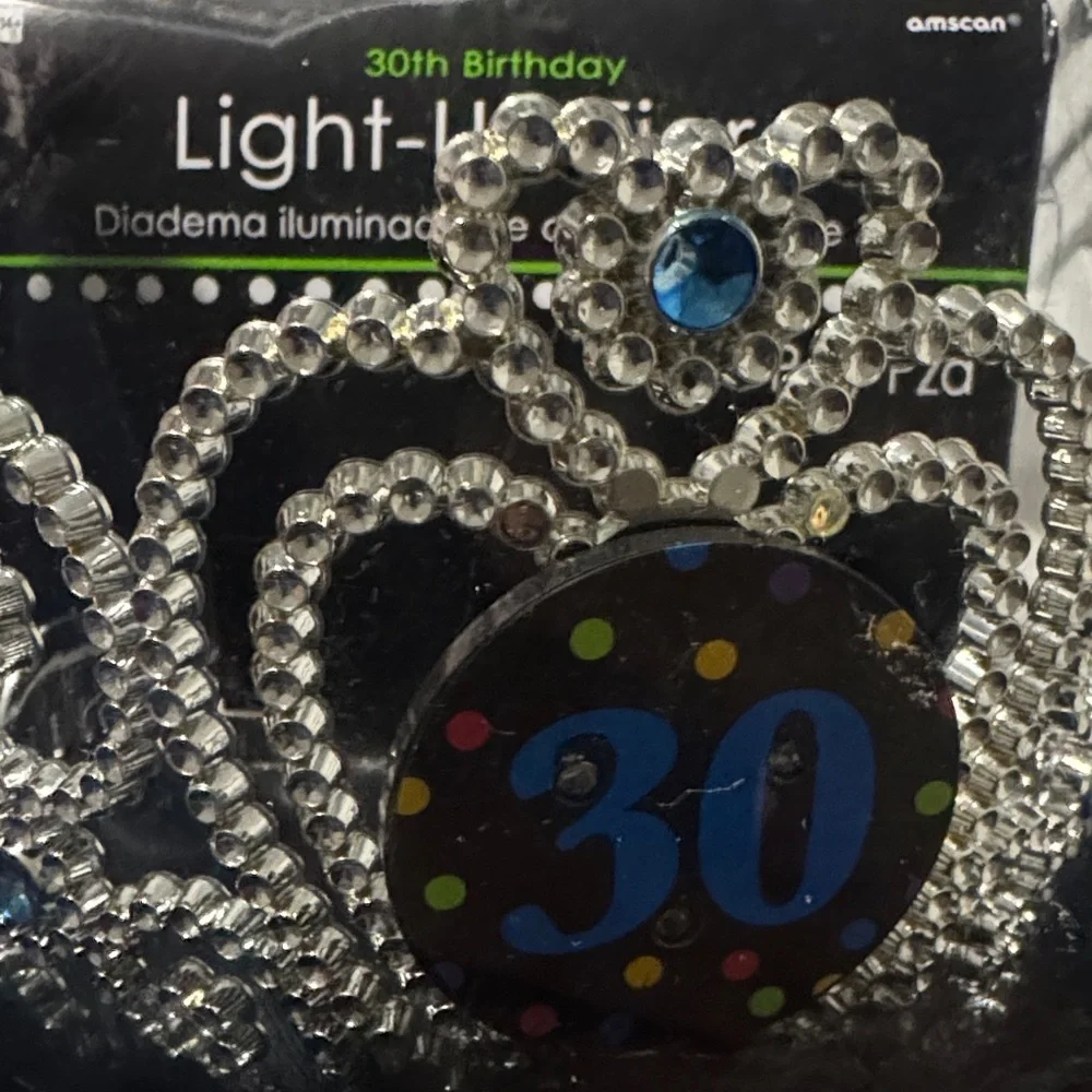 Amscan Silver Light-Up Tiara with Blue Gem